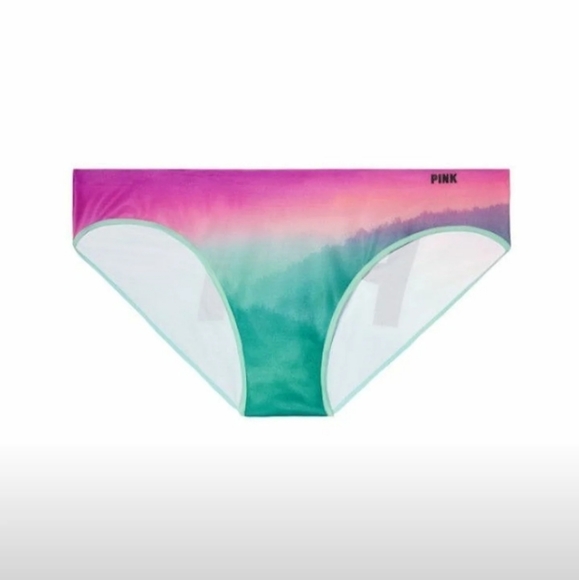 NEW VICTORIA'S SECRET PINK COOL & COMFY OMBRE DIP DYE SUNSET BRA & PANTY SET - Picture 4 of 7